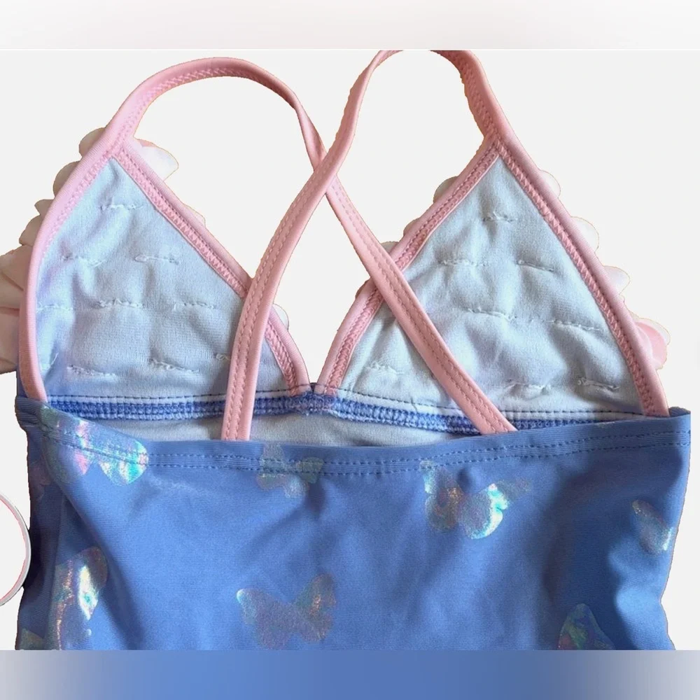 Floatimini Girls 2T Blue Butterfly One Piece Swimsuit NWT Ruffle Boutique Swim